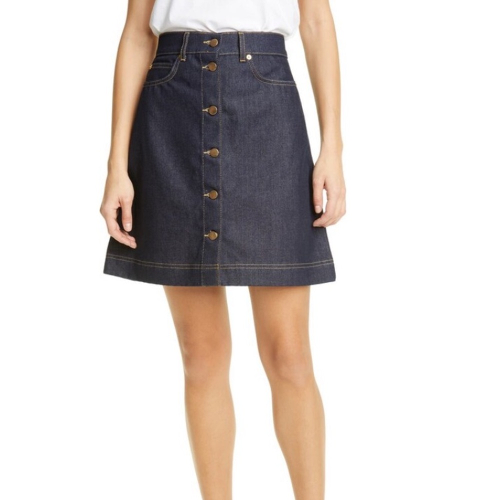 REMAIN Birger Christensen Carmela Short A-Line Denim Skirt UK SZ 42 (US Size 10)